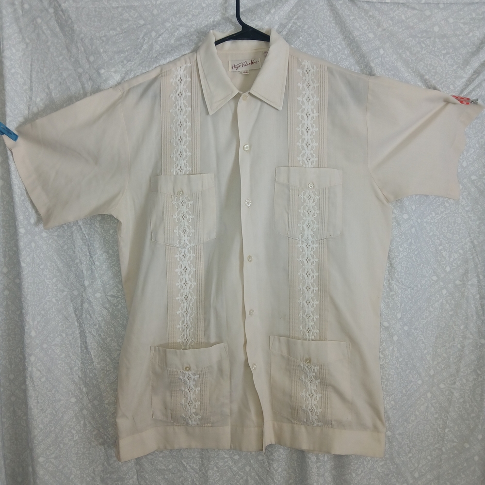 Elegant Beige Short Sleeve Dress Shirt